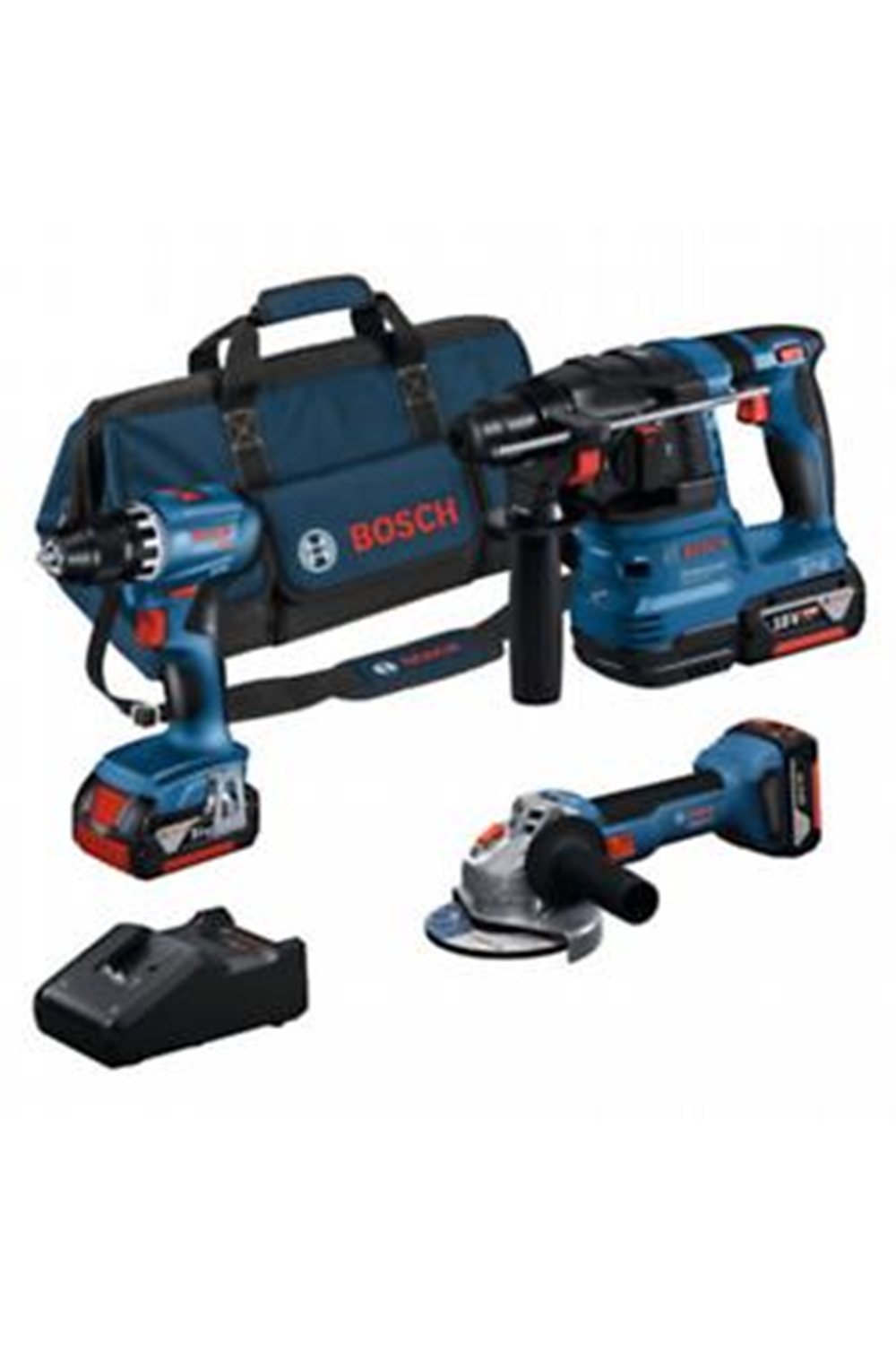 BOSCH 3 LÜ SET GBH 18V-22+GWS 18V-8+GSR 18V-45 3*5.0 AH AKÜ+TAŞIMA ÇANTASI