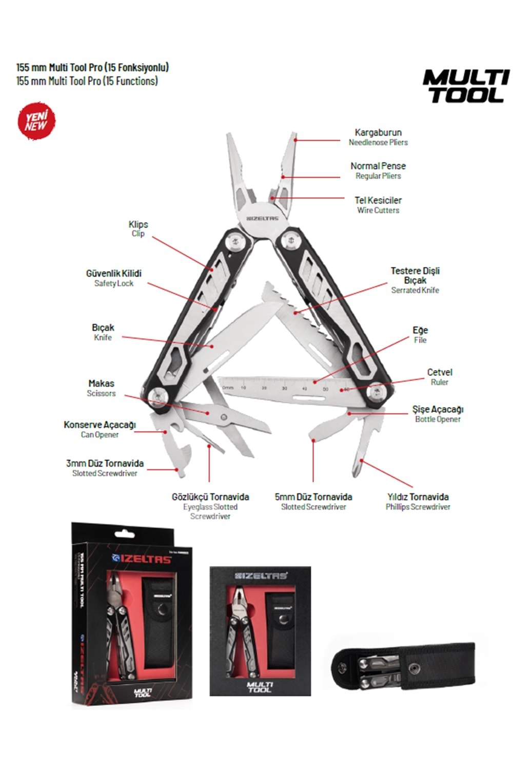 İZELTAŞ MULTİTOOL PRO 15 FONKSİYONLU 155 MM