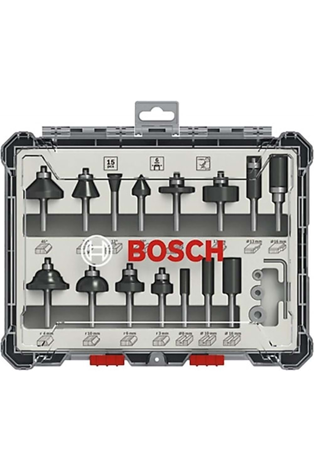 BOSCH PRO FREZE SETİ 15 Lİ KARIŞIK 6 MM ŞAFTLI