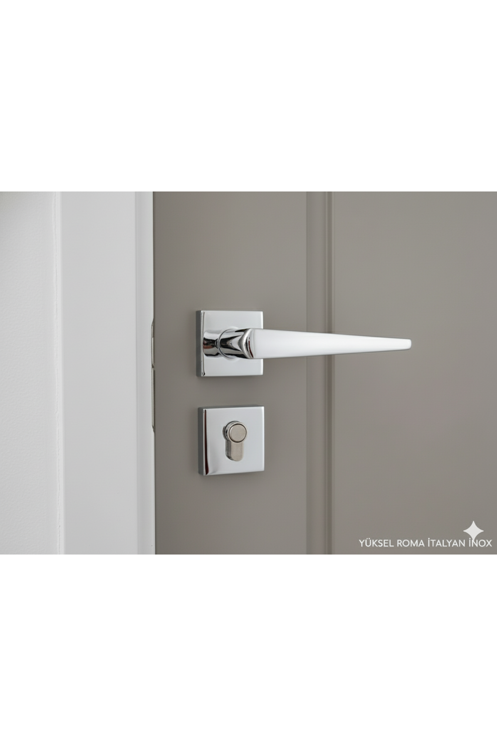 YÜKSEL ROMA İTALYAN KARE ROZETLİ KROM YALE KAPI KOLU