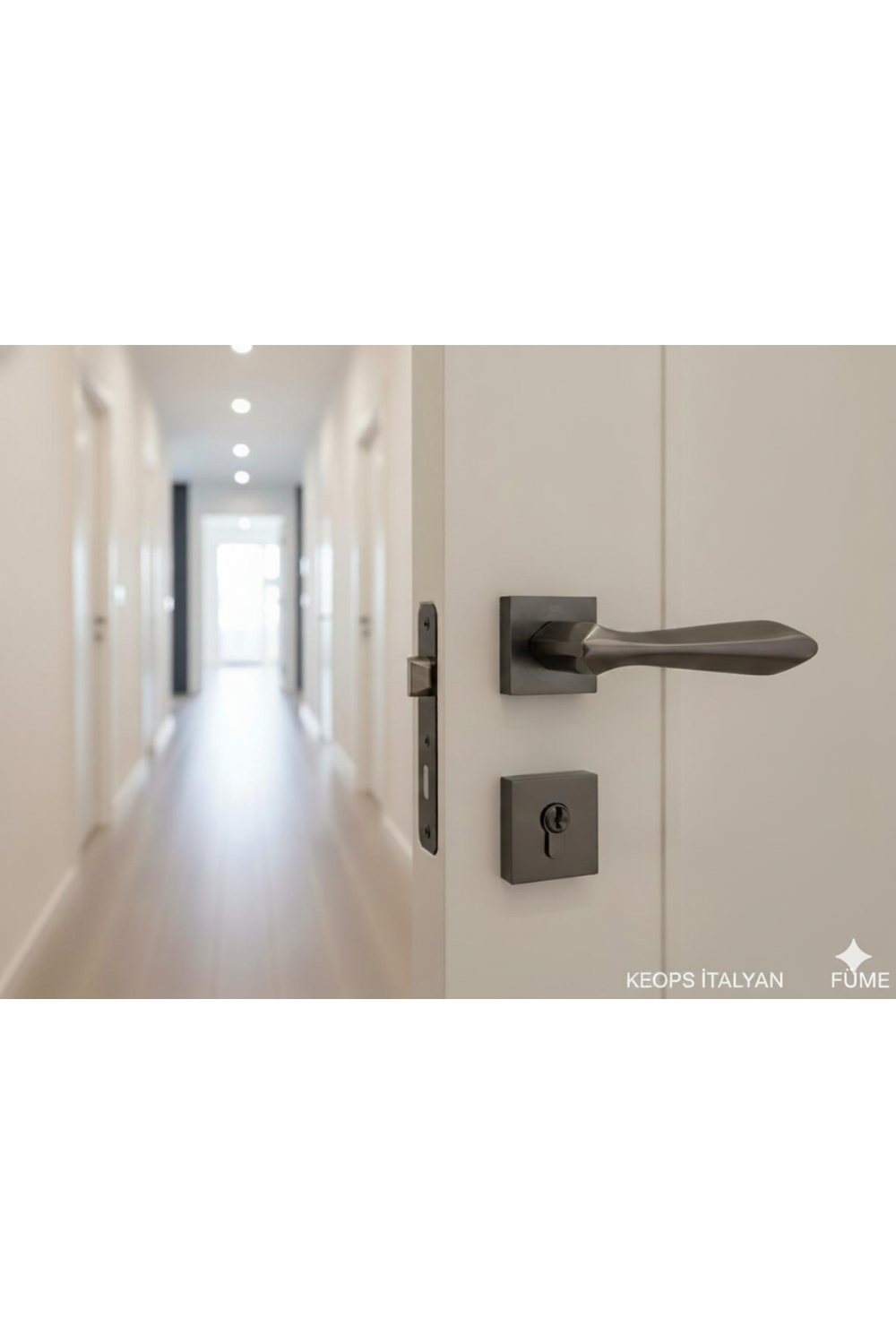 YÜKSEL KEOPS İTALYAN KARE ROZETLİ FÜME ODA KAPI KOLU