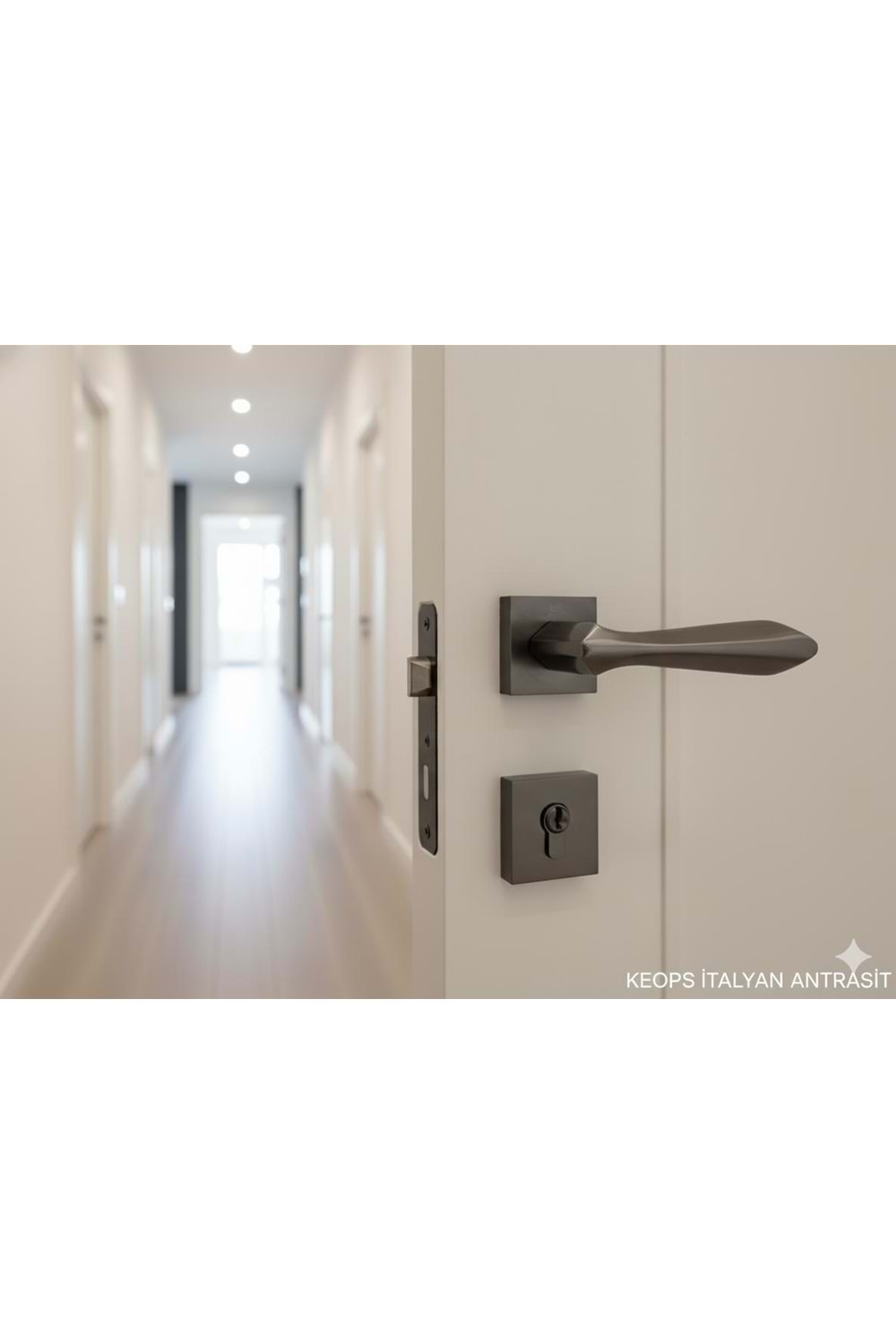 YÜKSEL KEOPS İTALYAN KARE ROZETLİ ANTRASİT YALE KAPI KOLU