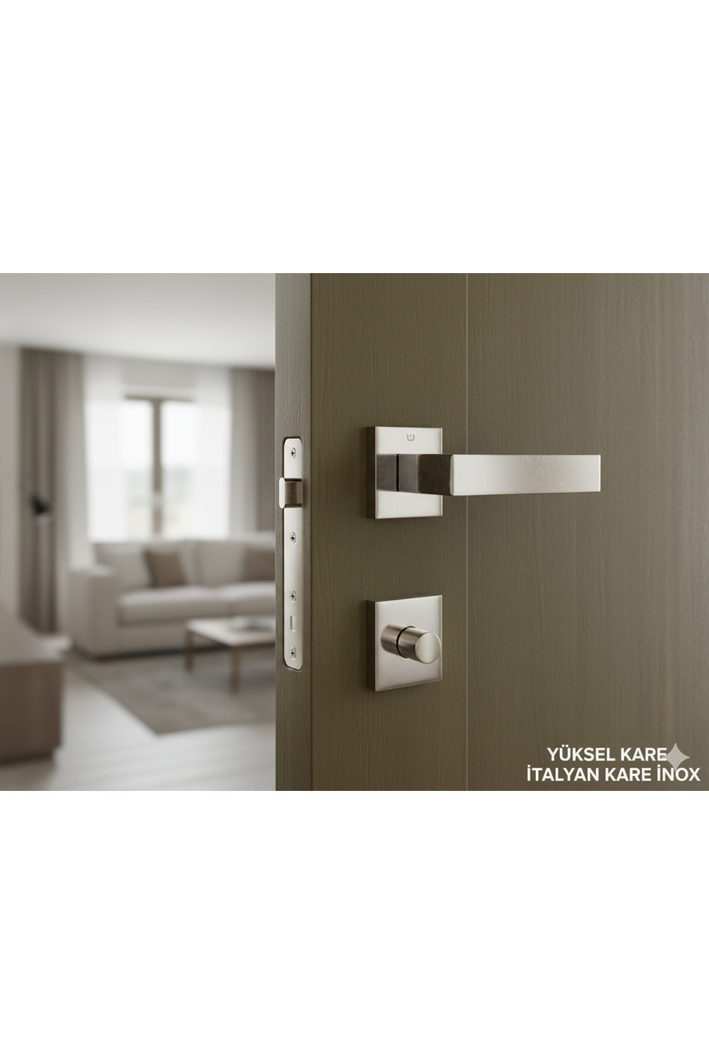 YÜKSEL KARE İTALYAN KARE ROZETLİ KROM YALE KAPI KOLU