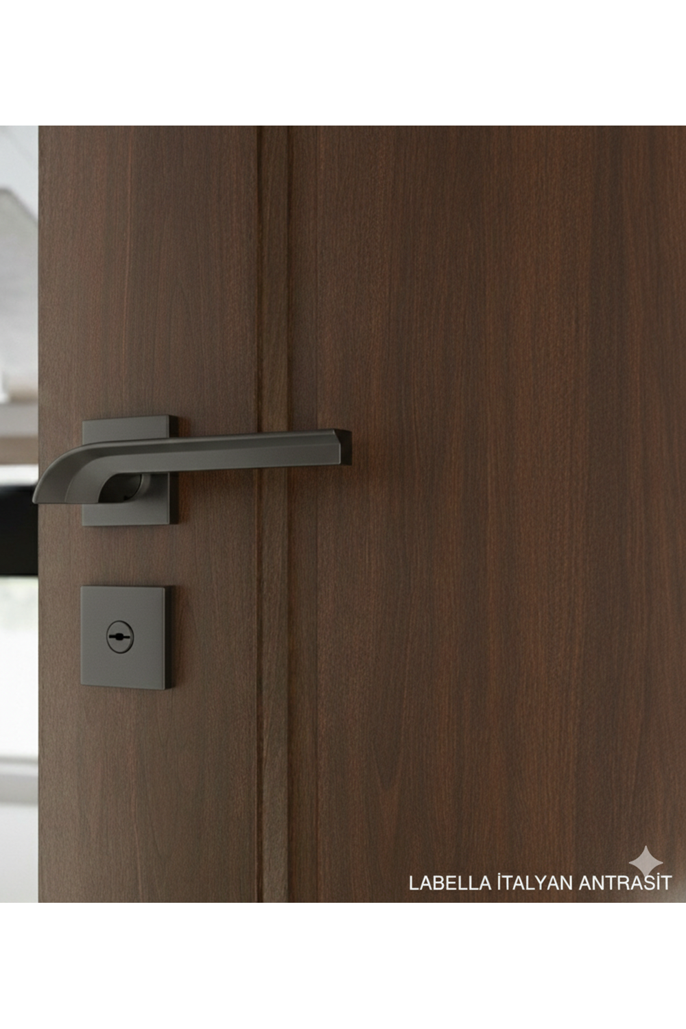 YÜKSEL LABELLA İTALYAN KARE ROZETLİ ANTRASİT ODA KAPI KOLU