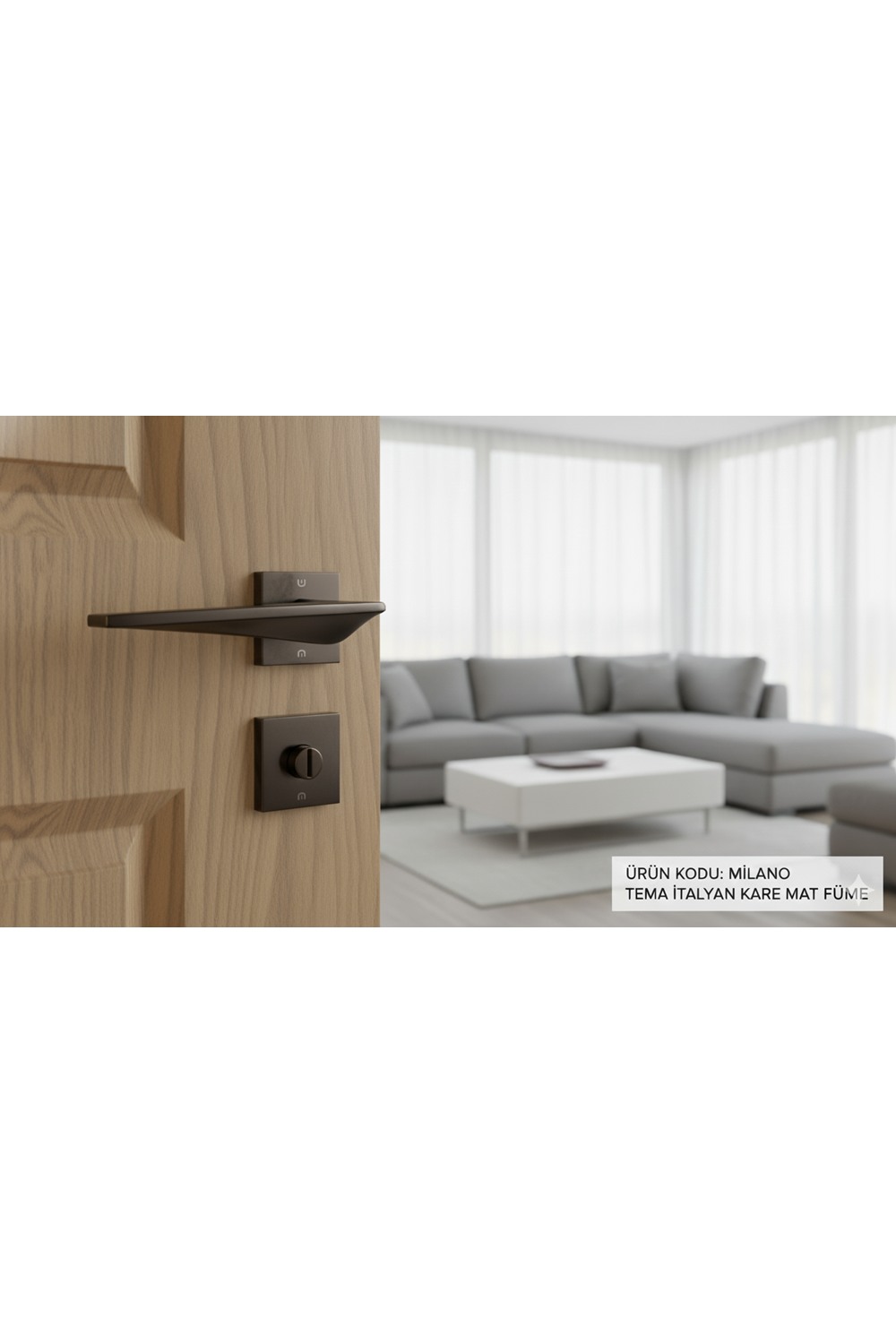 YÜKSEL MİLANO İTALYAN KARE ROZETLİ FÜME ODA KAPI KOLU