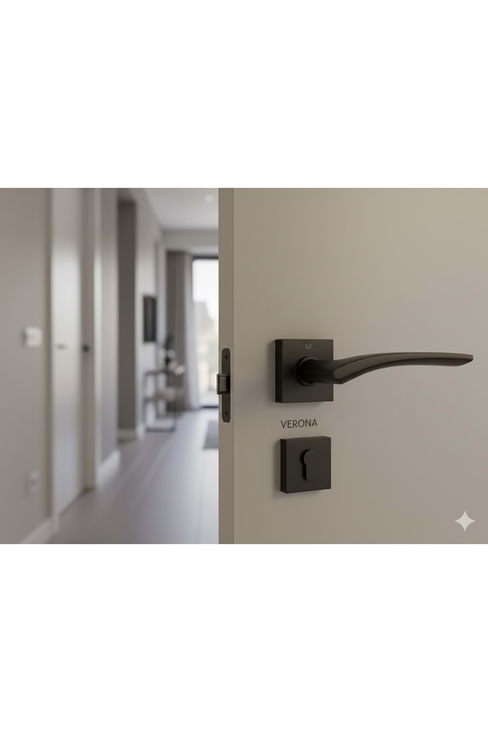 YÜKSEL VERONA İTALYAN KARE ROZETLİ SİYAH WC KAPI KOLU