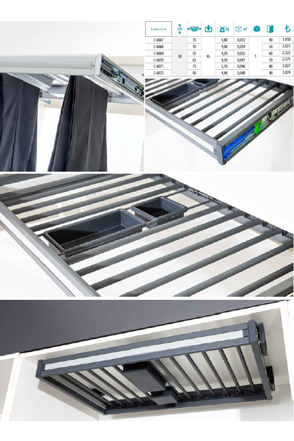MODERNO C-6072-A AYARLANABİLİR PANTOLONLUK ANTRASİT 90 MODÜL