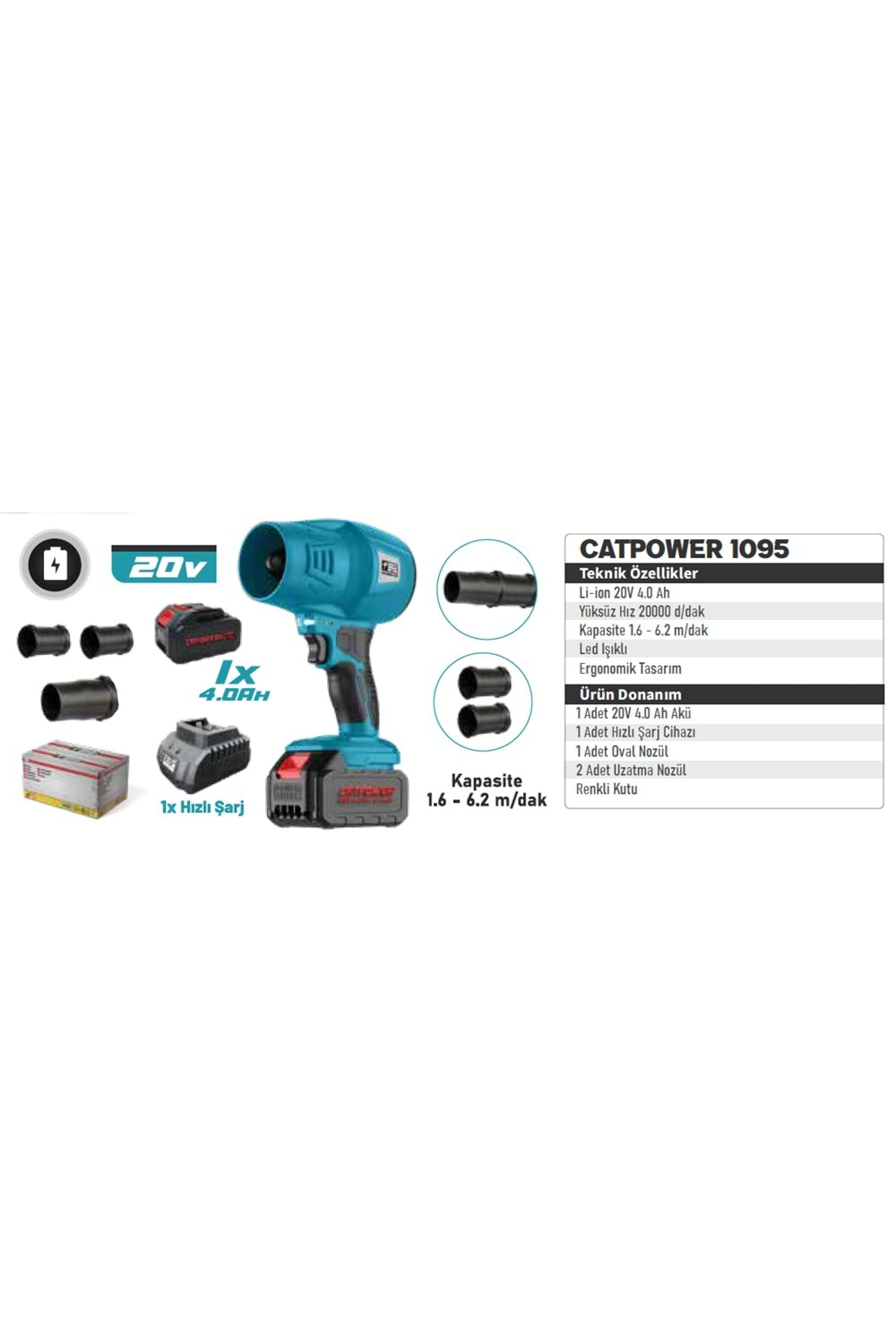 CATPOWER CAT1095 SÜPER ŞARJLI ÜFLEME 20 V 1*4.0 AH