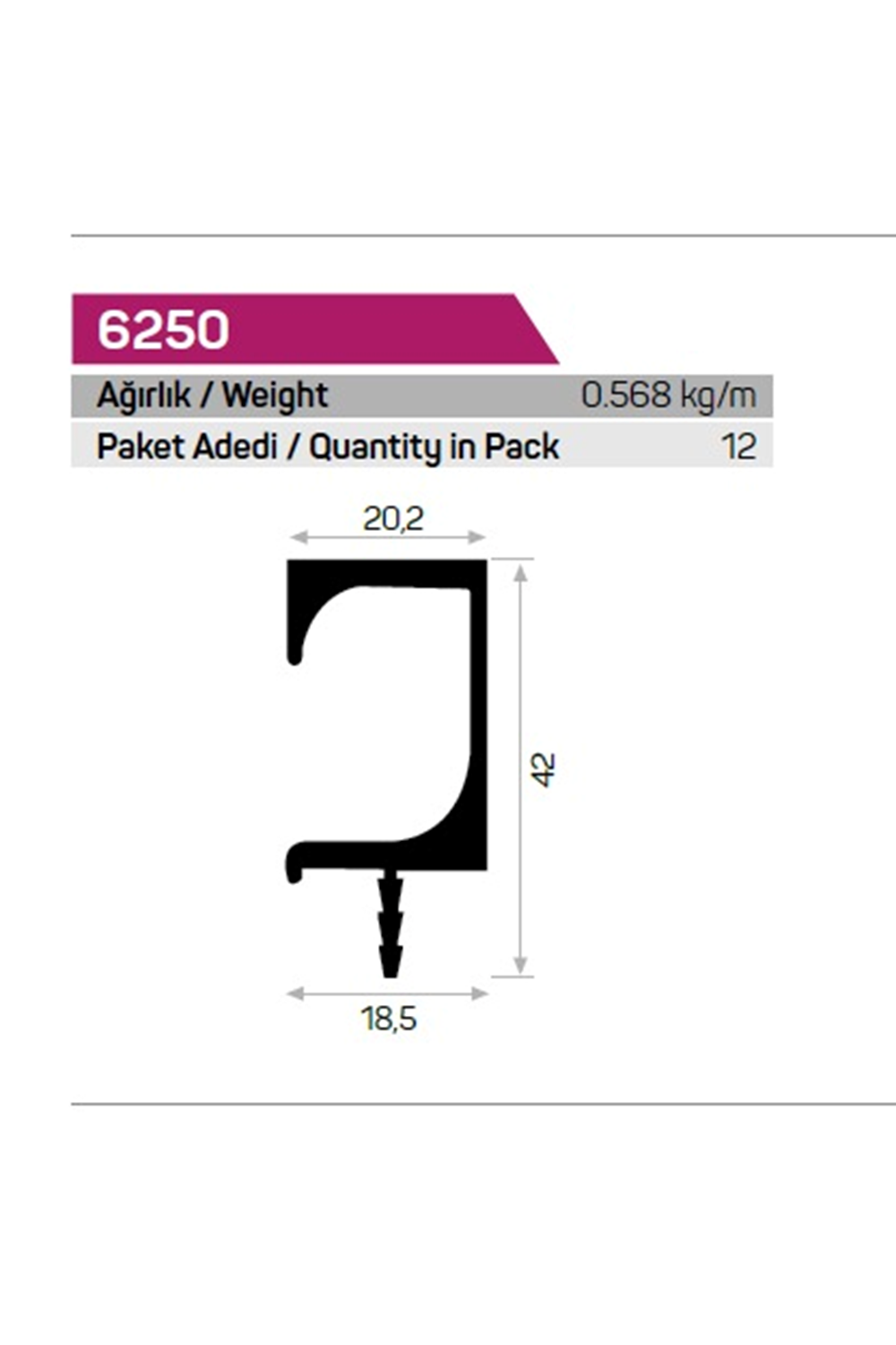 MD-1038 B ALÜMİNYUM BOY KULP 3 MT (13028)