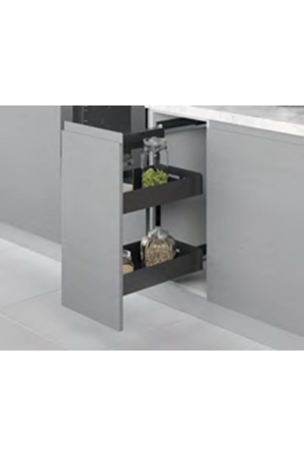 STARAX S-2204-UB-A YANDAN TANDEM RAYLI ŞİŞELİK 205*470*635 ANTRASİT SAĞ 25 CM