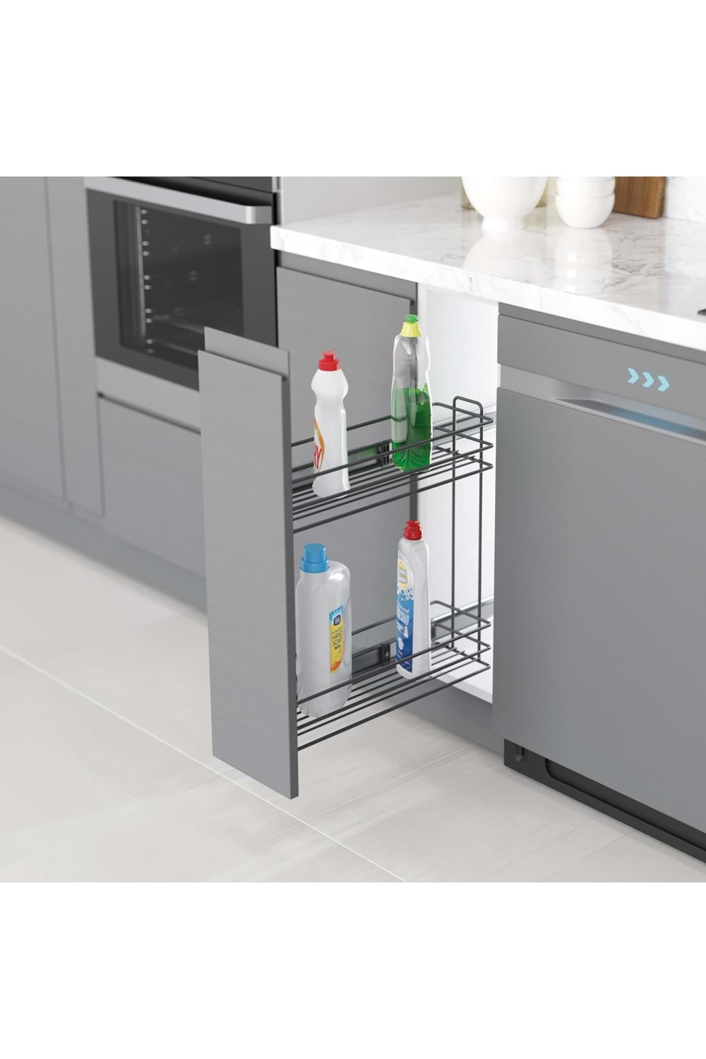STARAX S-2213-A YANDAN TELESKOPİK RAYLI ŞİŞELİK 153*470*470 ANTRASİT 20 CM