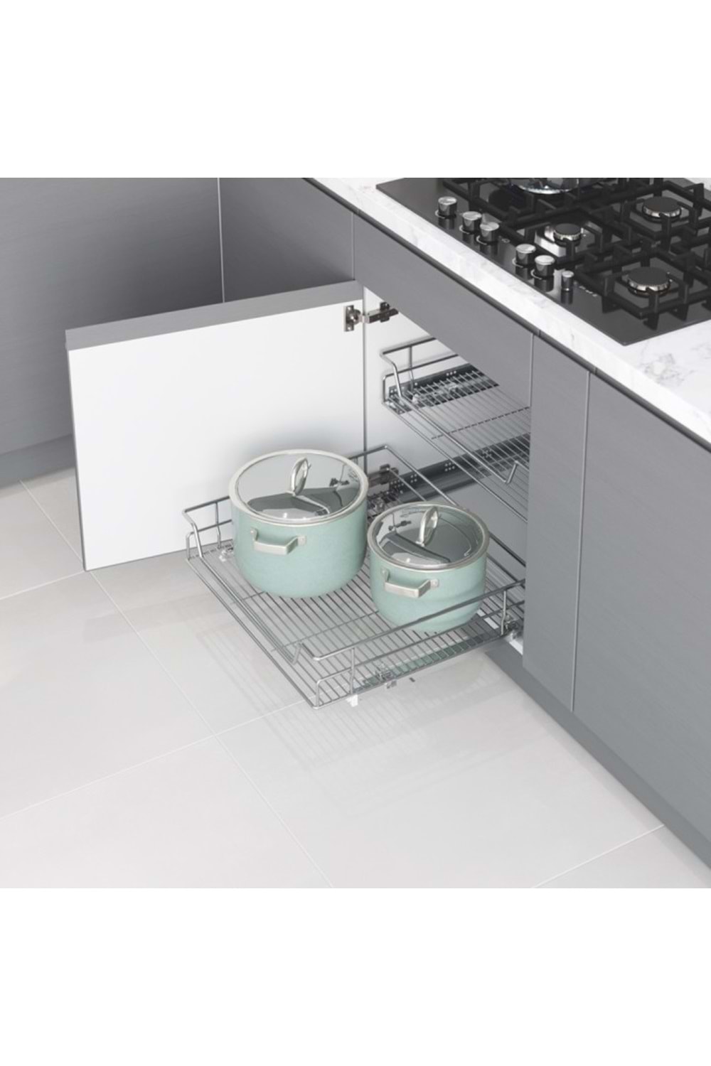 STARAX S-2331-C BAĞIMSIZ ÇİFT AÇILIM GİZLİ RAYLI ÇEKMECE KROM 35 CM