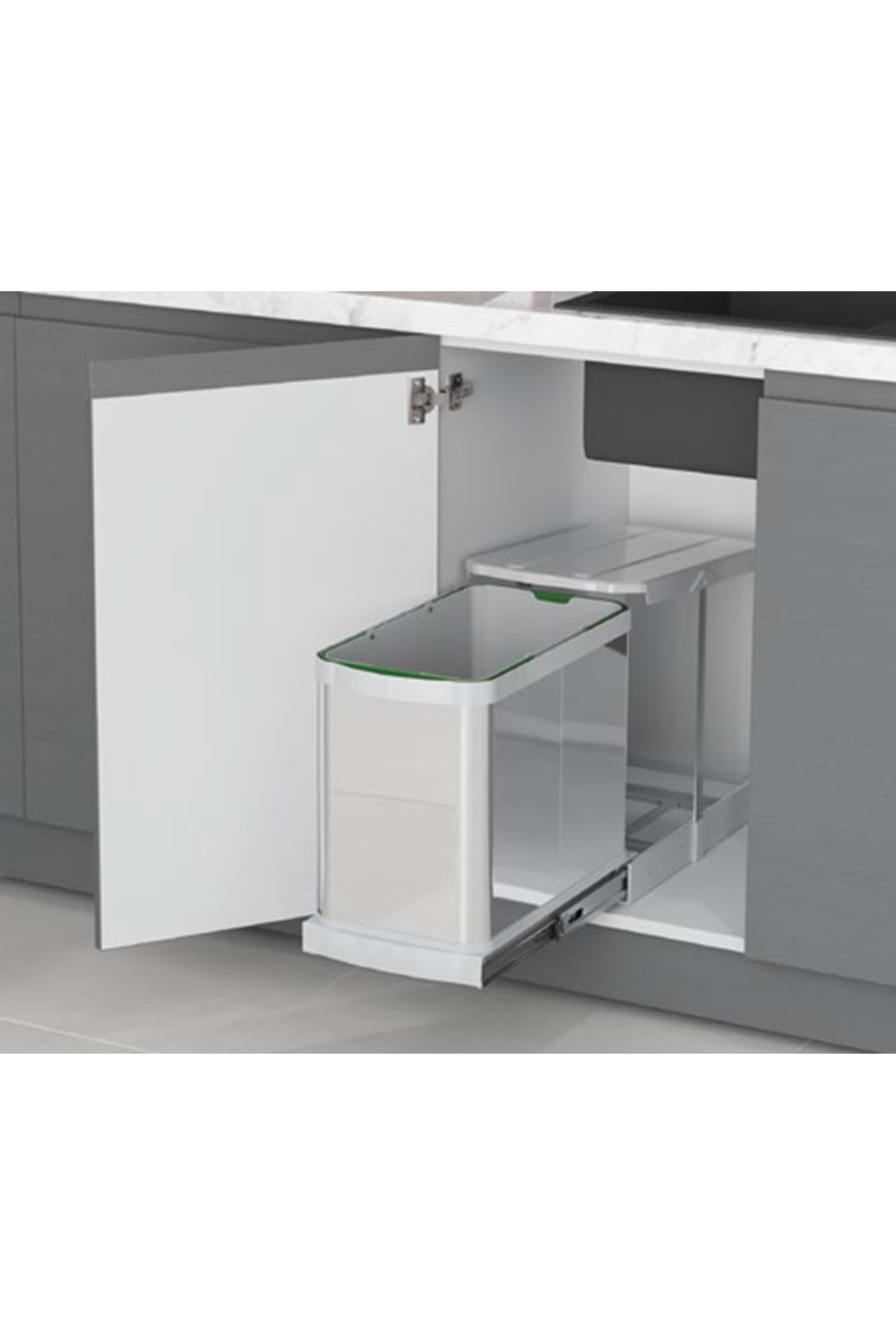 STARAX S-2572-G TELESKOPİK RAYLI PASLANMAZ GÖVDE ÇÖP KOVASI 260*440*400 GRİ 24 LT 40 CM