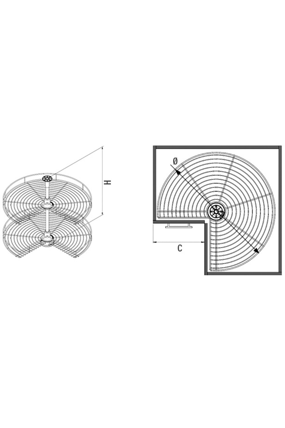 STARAX S-3020-A 3/4 DÖNER SEPET TAKIMI ANTRASİT 60 CM