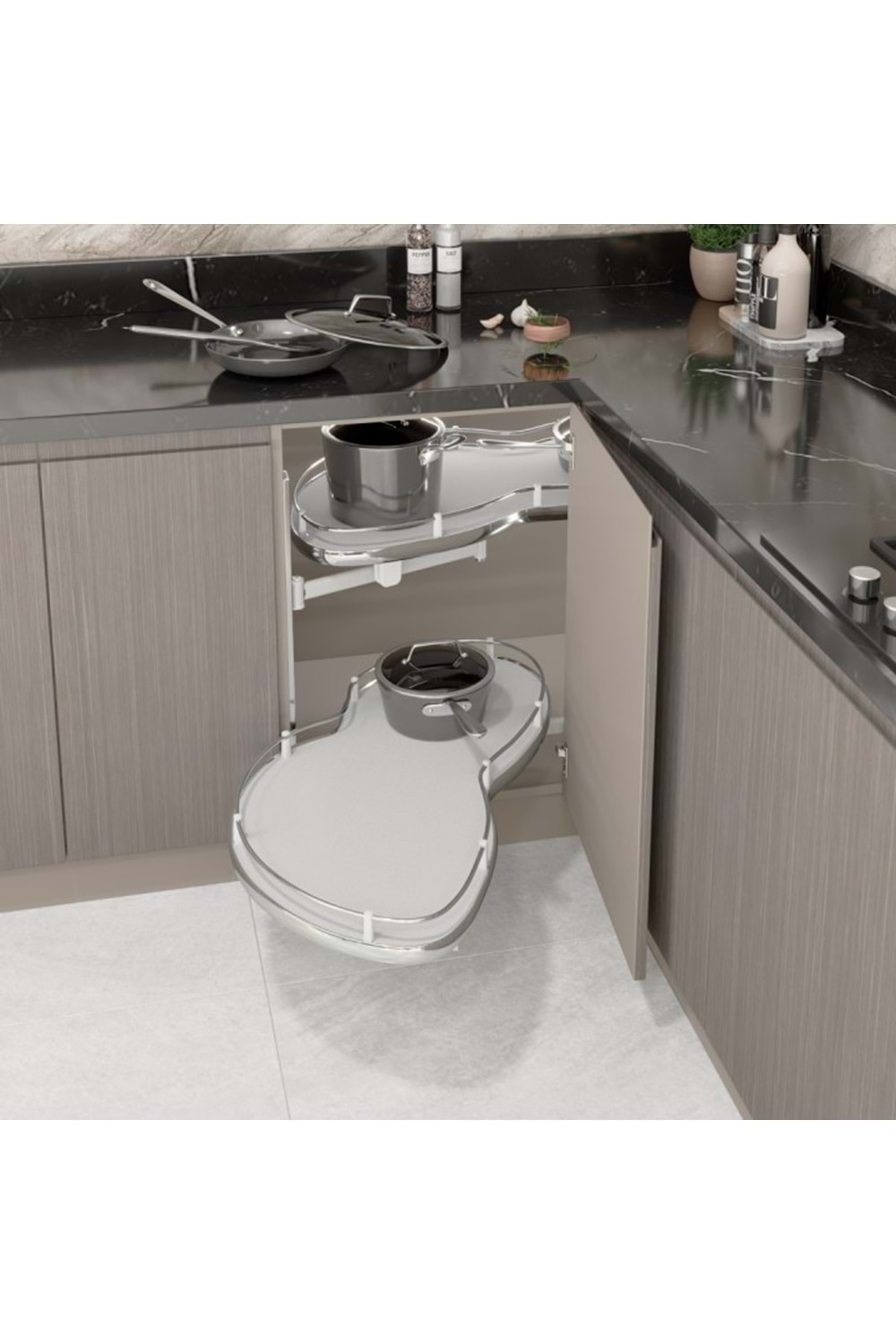 STARAX S-3125-C DÖNER TABLALI KAYMAZ TABAN KÖRKÖŞE MEKANİZMASI KROM 60 CM SOL