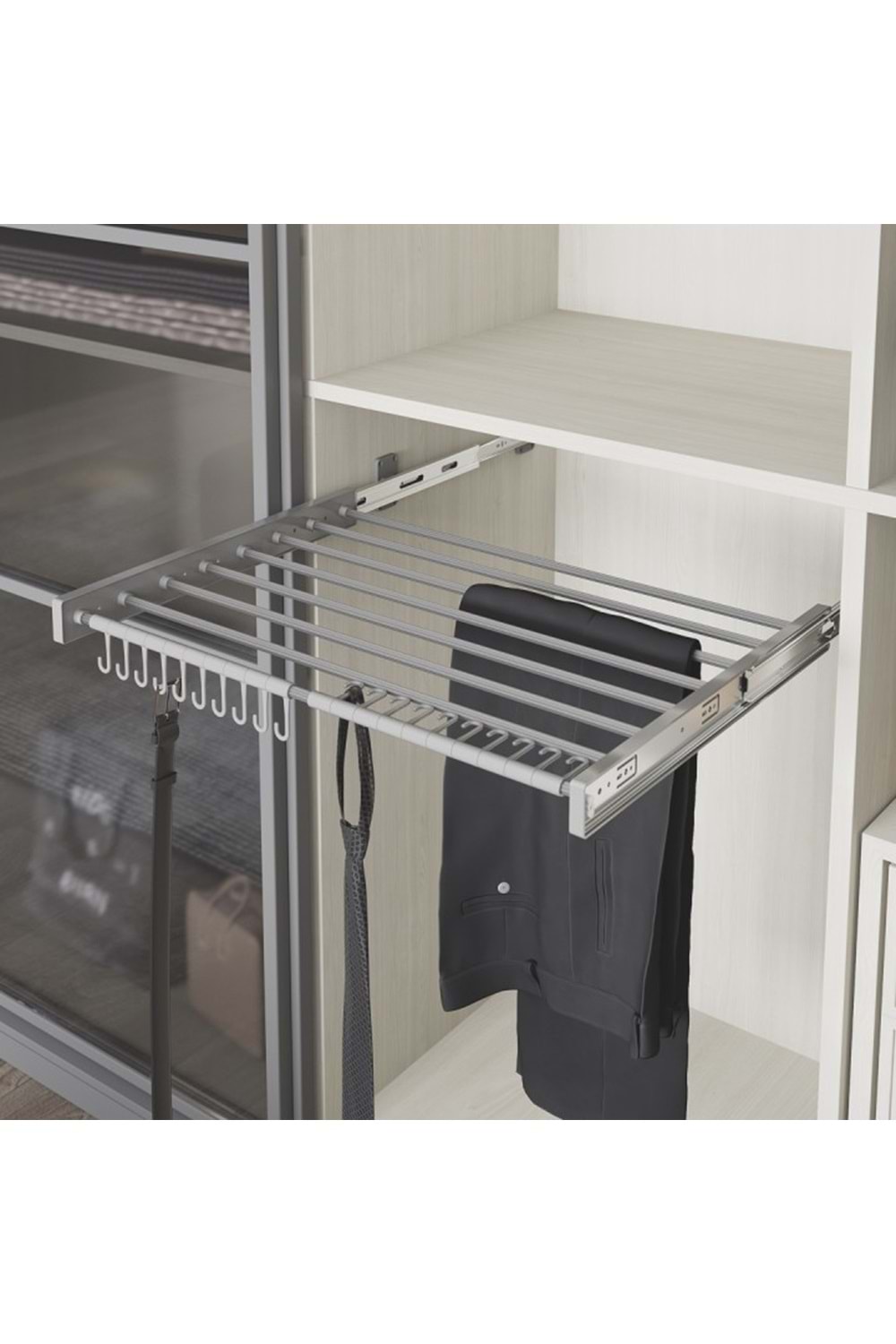 STARAX S-6303-G TELESKOPİK RAYLI ALÜMİNYUM PANTOLONLUK 475*510*100 GRİ 50 CM