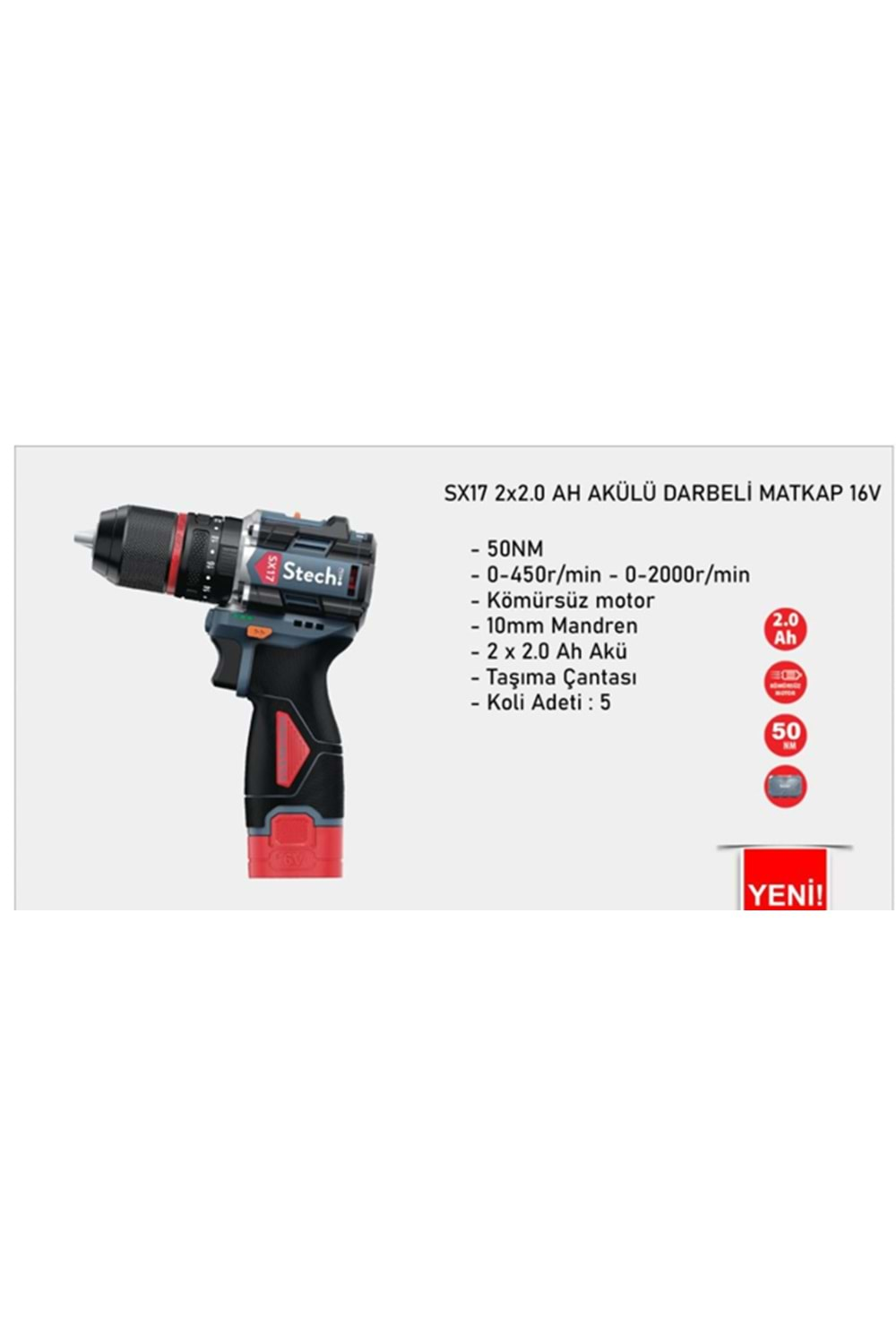 STECHEND SX17-2*2,0 AH AKÜLÜ DARBELİ MATKAP 16 V