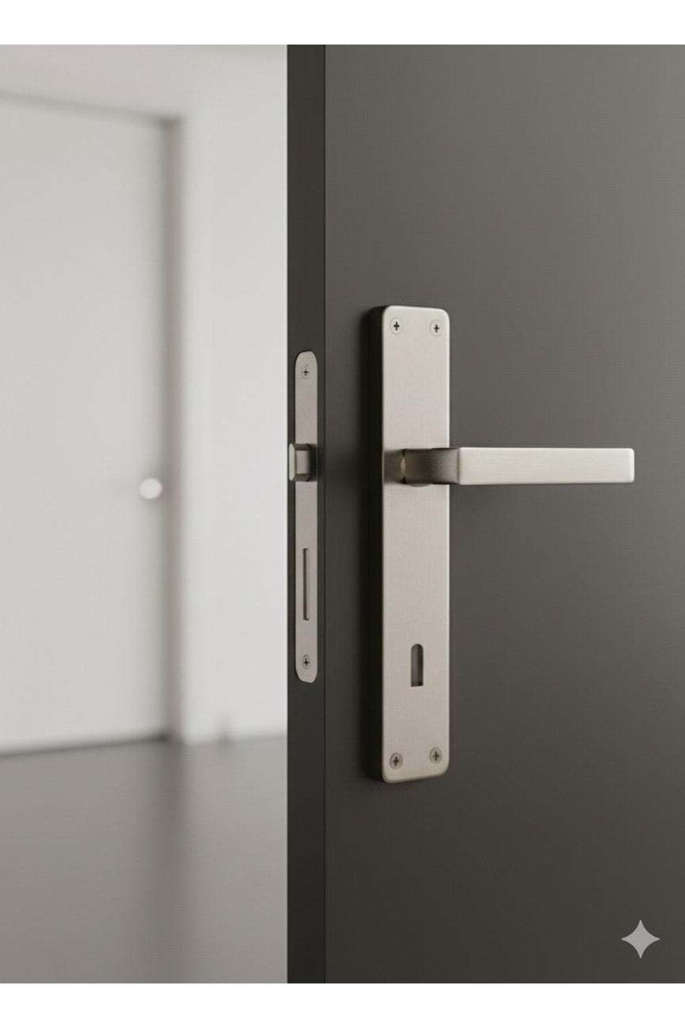 LAL AYNALI NİKEL SATEN YALE KAPI KOLU