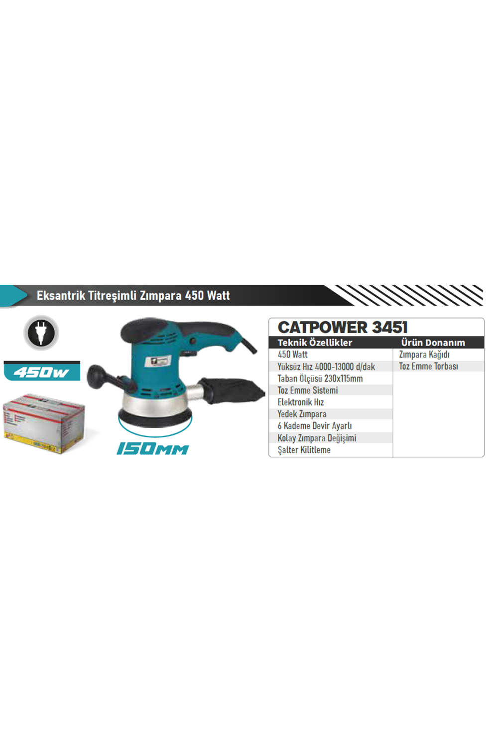 CATPOWER CAT3451 EKSANTRİK 150 MM TİTREŞİM MAKİNESİ 450 W