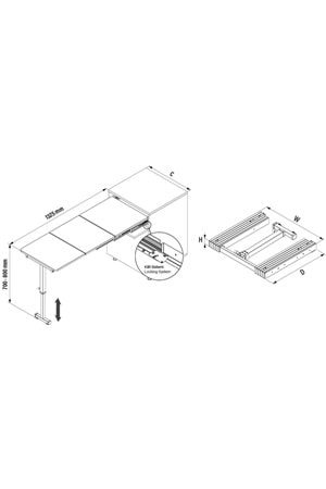 STARAX S-2145-A AYAKLI KATLANIR MASA MEKANİZMASI 564*515*125 ANTRASİT 60 CM