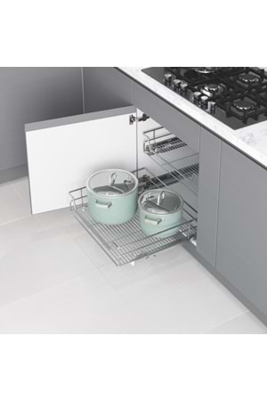 STARAX S-2332-C BAĞIMSIZ ÇİFT AÇILIM GİZLİ RAYLI ÇEKMECE KROM 40 CM