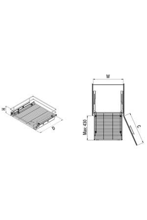 STARAX S-2336-A BAĞIMSIZ ÇİFT AÇILIM GİZLİ RAYLI ÇEKMECE ANTRASİT 60 CM
