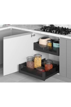 STARAX S-2336-P-A BAĞIMSIZ ÇİFT AÇILIM GİZLİ RAYLI ÇEKMECE ANTRASİT 60 CM