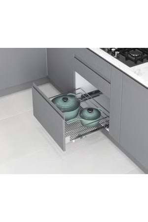 STARAX S-2345-C KAPAĞA MONTE ÇİFT AÇILIM GİZLİ RAYLI ÇEKMECE KROM 55 CM