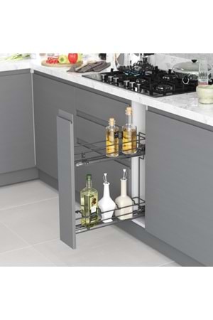 STARAX S-2413-A ÇİFT AÇILIM RAYLI ŞİŞELİK ANTRASİT SAĞ 15 CM