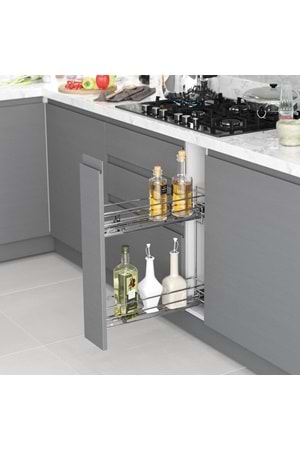 STARAX S-2445-C ÇİFT AÇILIM RAYLI ŞİŞELİK KROM SOL 25 CM