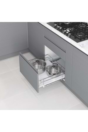 STARAX S-2621-C KAPAĞA MONTE ÇİFT AÇILIM GİZLİ RAYLI ÇEKMECE KROM 35 CM