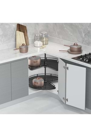 STARAX S-3024-A 3/4 AHŞAP TABLALI DÖNER SEPET TAKIMI ANTRASİT 74 CM