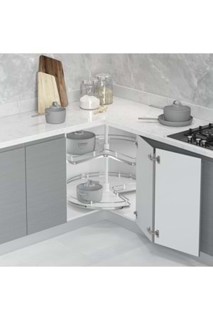 STARAX S-3024-C 3/4 AHŞAP TABLALI DÖNER SEPET TAKIMI KROM 74 CM