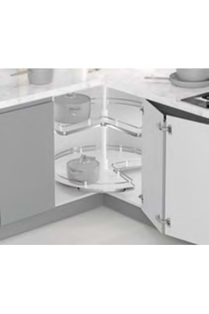 STARAX S-3025-C 3/4 AHŞAP TABLALI DÖNER SEPET TAKIMI KROM 83 CM