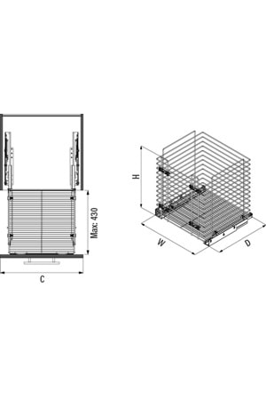 STARAX S-8051-A GİZLİ RAYLI ÇAMAŞIR SEPETİ 240*470*550 ANTRASİT 30 CM