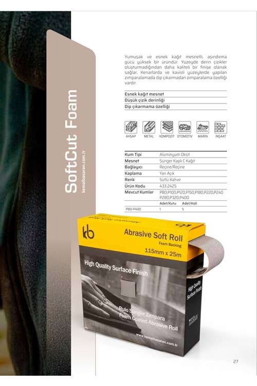 KB SOFTCUT P150 KUM SÜNGER ZIMPARA