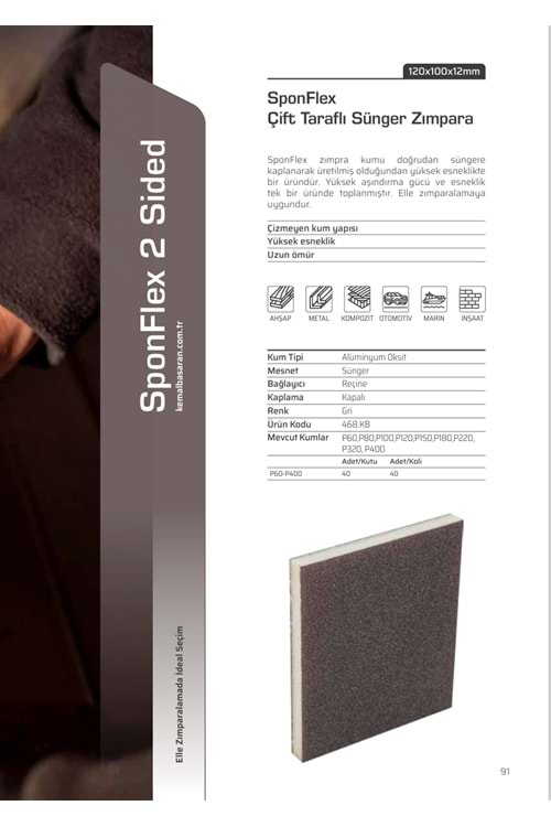KB SPONFLEX ÇİFT TARAFLI ZIMPARA P220 KUM