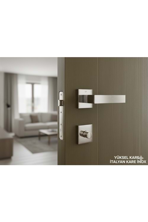 YÜKSEL KARE İTALYAN KARE ROZETLİ KROM YALE KAPI KOLU