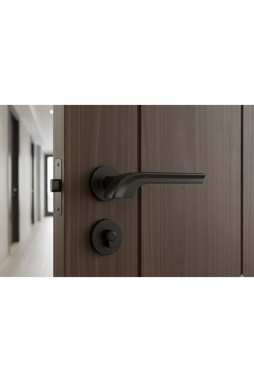 YÜKSEL LABELLA İTALYAN KARE ROZETLİ SİYAH YALE KAPI KOLU