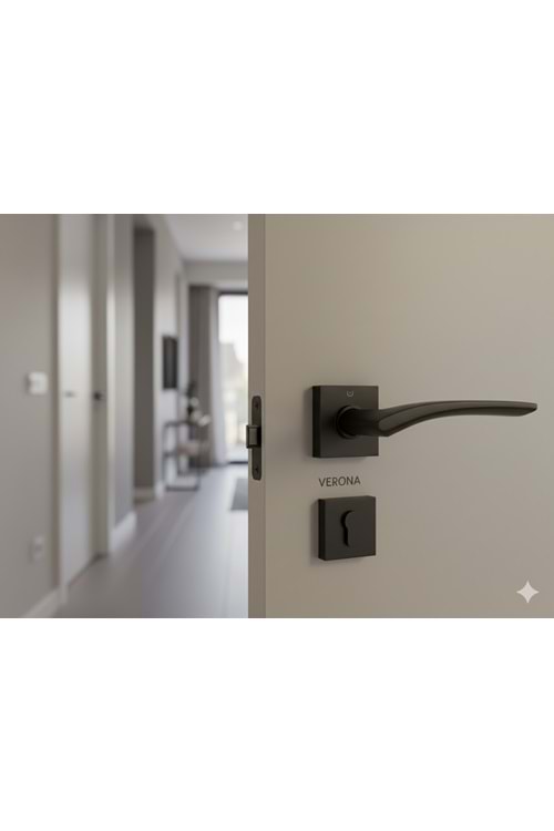 YÜKSEL VERONA İTALYAN KARE ROZETLİ SİYAH WC KAPI KOLU