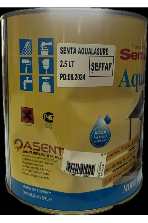 SENTA AQUA LASURE VERNİK ŞEFFAF 2,5 L