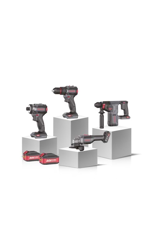 GROGH GRX9201S 4 LÜ COMBO SET1 MATKAP/TORKLU/VİDALAMA*/AVUÇ TAŞLAMA/KIRICI DELİCİ 2*4.0 AH AKÜLÜ