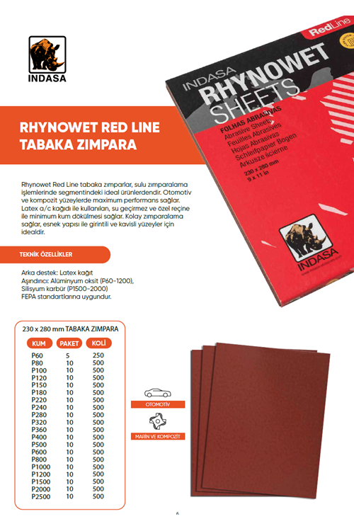 INDASA 01365 RHYNOWET SU ZIMPARASI P800 KUM