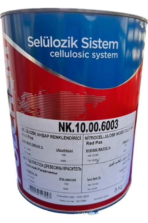 POLCHEM NK10 SELÜLOZİK RENKLİ VERNİK ŞEFFAF KIZIL PAS (6003) 3 KG