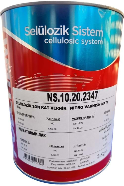 POLCHEM NS10.20 SELÜLOZİK MAT VERNİK 3 KG