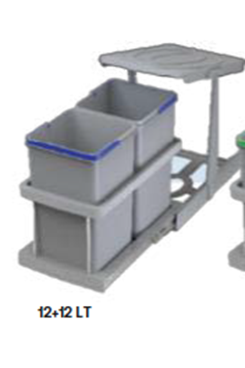 PYRAMITH P9152 TELESKOPİK RAYLI ÇÖP KOVASI 12+12 LT GRİ