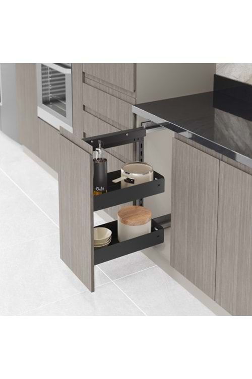 STARAX S-2204-UB-A ÇİFT AÇILIM RAYLI PREMİUM ŞİŞELİK ANTRASİT SAĞ 25 CM