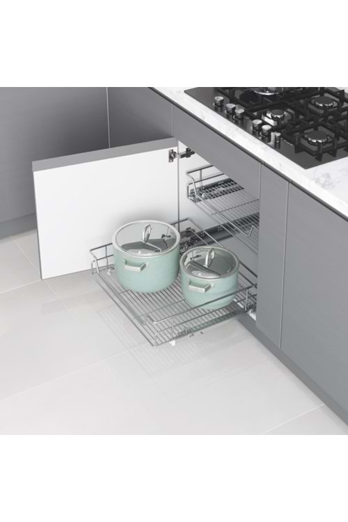 STARAX S-2335-C BAĞIMSIZ ÇİFT AÇILIM GİZLİ RAYLI ÇEKMECE KROM 55 CM