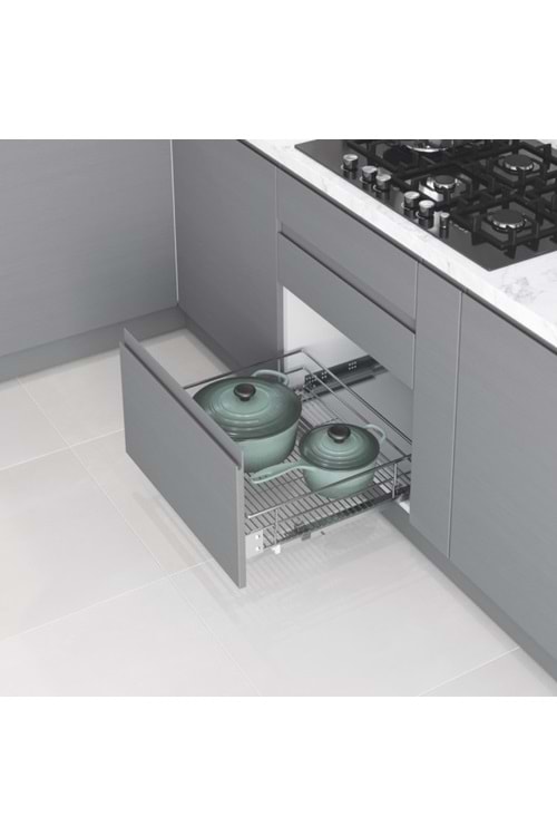 STARAX S-2346-C KAPAĞA MONTE ÇİFT AÇILIM GİZLİ RAYLI ÇEKMECE KROM 60 CM