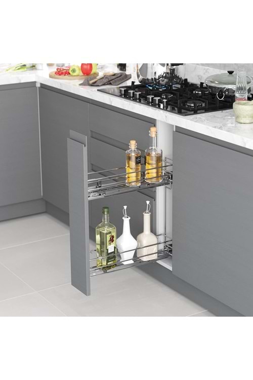 STARAX S-2413-C ÇİFT AÇILIM RAYLI ŞİŞELİK 116*475*495 KROM SAĞ 15 CM